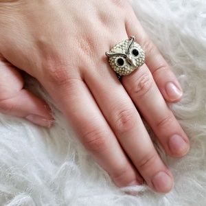 Francescas Owl Silver Stretch Ring